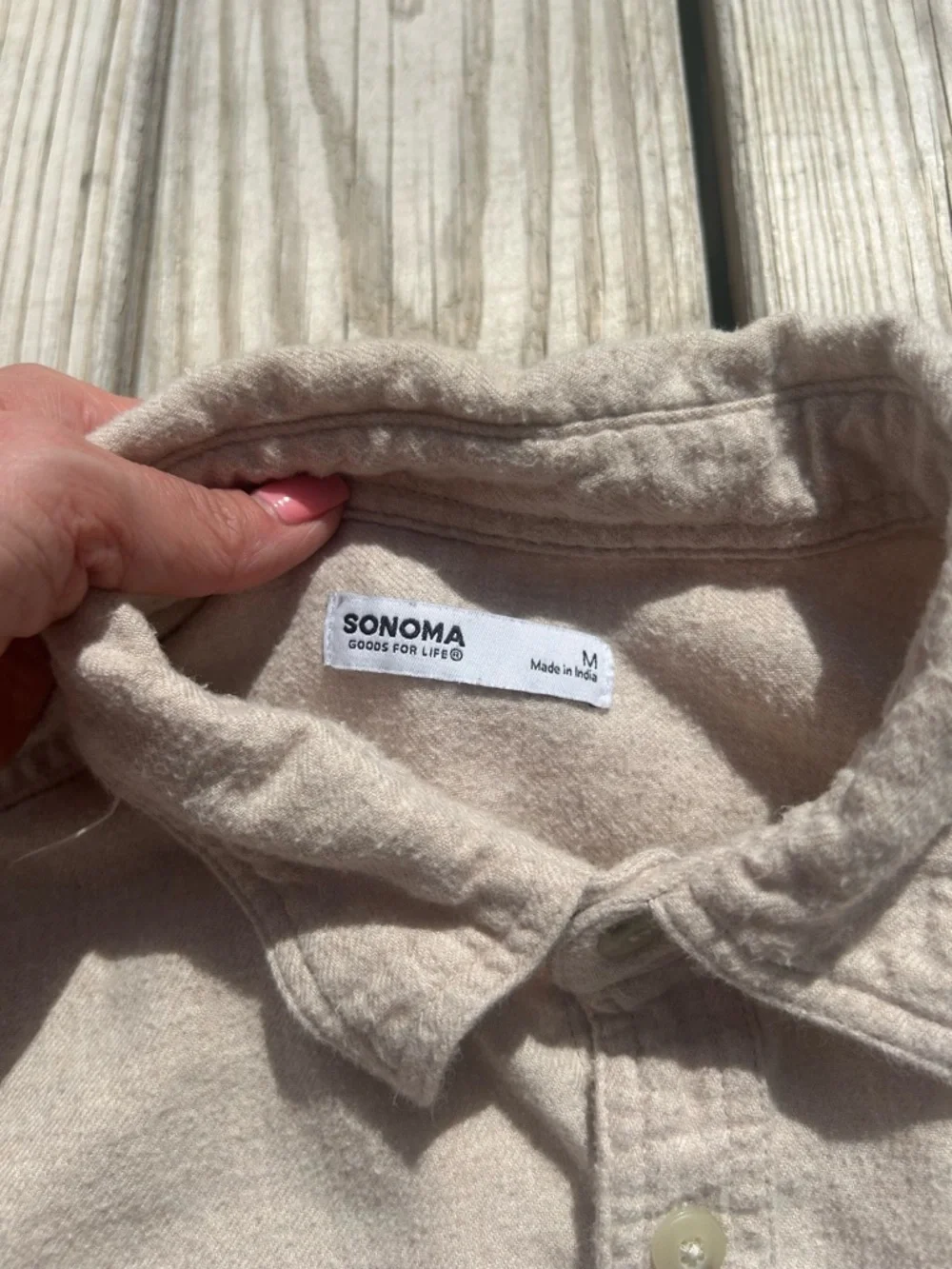 Sonoma Supersoft Flannel‎ mens Color Beige Size Medium Classic Outdoor Cozy